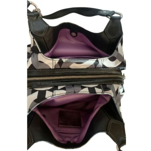 Coach 2010 Madison Maggie Op Art Signature Black & White Handbag Tote Bag - Picture 5 of 16